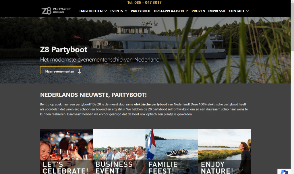 Website maken z8-partyboot.nl