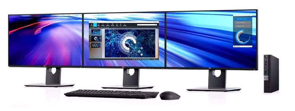 computer met 3 schermen voor efficient werken in het bedrijf